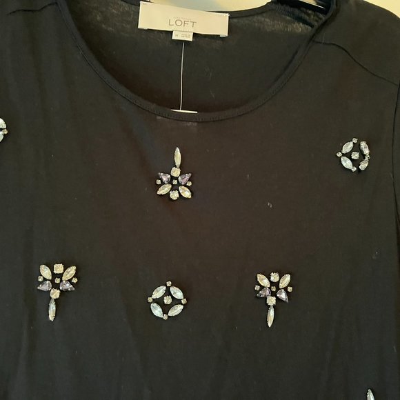 Ann Taylor LOFT Black Embellished Tank - Medium - Picture 2 of 5